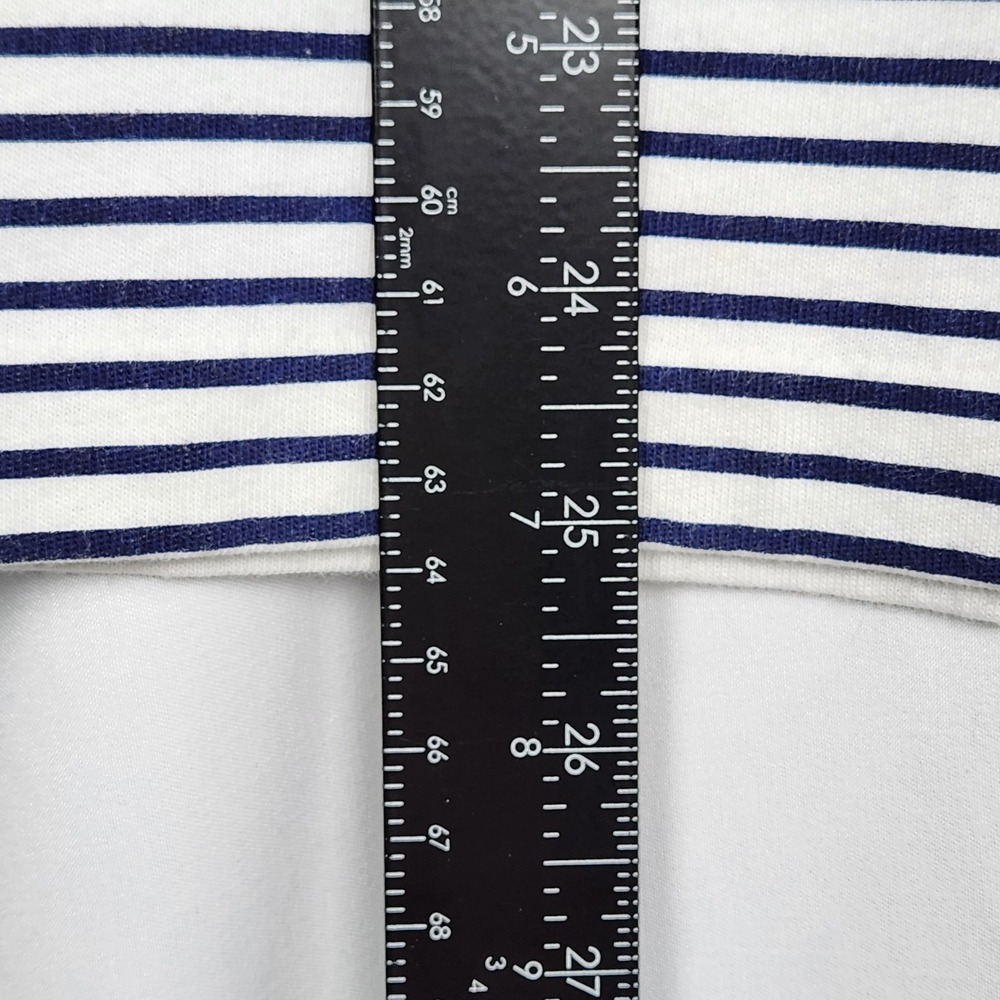 Gap Womens Navy‎ Blue White Striped Long-sleeve Mock Neck Shirt Size Medium - Picture 5 of 7